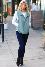 Load image into Gallery viewer, Layer Up Sage High Neck Quilted Puffer Vest