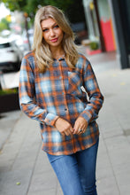 Load image into Gallery viewer, Weekend Ready Blue &amp; Orange Jacquard Plaid Button Up
