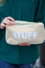 Load image into Gallery viewer, Taupe &quot;Stuff&quot; Sherpa Zipper Bag