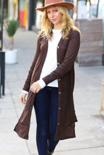 Load image into Gallery viewer, Walk The Walk Brown Ribbed Longline Cardigan