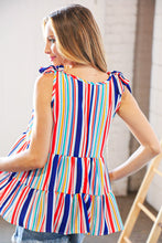Load image into Gallery viewer, Multicolor Vertical Stripe Tie Bow Woven Top