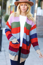 Load image into Gallery viewer, Just A Dream Multicolor Striped Slouchy Open Cardigan