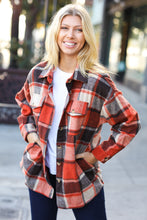 Load image into Gallery viewer, On My Way Up Rust Plaid Flannel Button Down Shacket