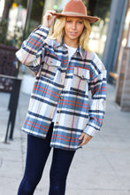 Load image into Gallery viewer, Perfectly You Taupe &amp; Blue Plaid Flannel Button Down Shacket