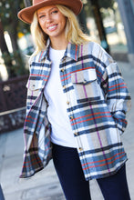 Load image into Gallery viewer, Perfectly You Taupe &amp; Blue Plaid Flannel Button Down Shacket