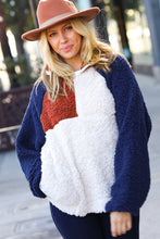 Load image into Gallery viewer, Seize The Day Navy &amp; Taupe Quarter Zip Sherpa Pullover