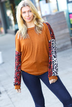 Load image into Gallery viewer, More Than Lovely Rust Colorblock Leopard Knit Top