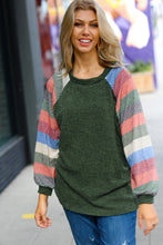 Load image into Gallery viewer, Carry On Forest Green Stripe Textured Knit Top