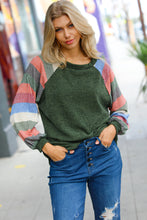 Load image into Gallery viewer, Carry On Forest Green Stripe Textured Knit Top