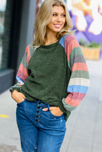 Load image into Gallery viewer, Carry On Forest Green Stripe Textured Knit Top
