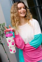 Load image into Gallery viewer, Hot Pink Paw Print Insulated Tumbler with Top Handle