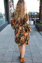 Load image into Gallery viewer, Hello Beautiful Rust Plaid &amp; Floral Patchwork Square Neck Dress