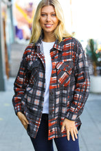 Load image into Gallery viewer, Plaid Happy Black &amp; Rust Jacquard Oversize Pocketed Shacket
