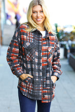 Load image into Gallery viewer, Plaid Happy Black &amp; Rust Jacquard Oversize Pocketed Shacket