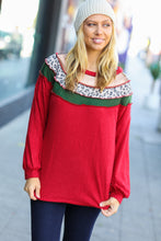 Load image into Gallery viewer, Christmas Red Terry Hacci Color Block Pullover