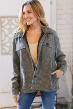 Load image into Gallery viewer, Collared Houndstooth Button Down Wool Blend Jacket