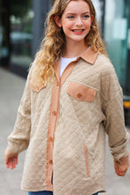 Load image into Gallery viewer, Eyes On You Taupe Quilted Knit Button Down Shacket