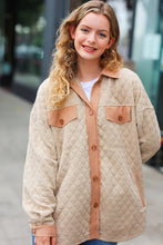 Load image into Gallery viewer, Eyes On You Taupe Quilted Knit Button Down Shacket