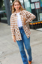 Load image into Gallery viewer, Eyes On You Taupe Plaid Velvet Pocket Button Down Top