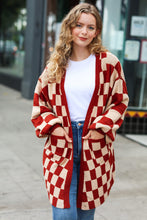 Load image into Gallery viewer, Can&#39;t Help But Love Rust Checkered Open Cardigan