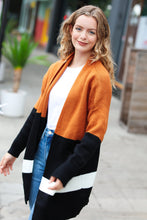 Load image into Gallery viewer, Layer Me Up Rust &amp; Black Color Block Knit Open Cardigan