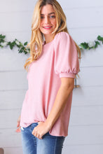 Load image into Gallery viewer, Baby Pink Puff Sleeve Two Tone Sweater Top