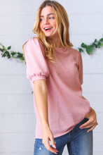 Load image into Gallery viewer, Baby Pink Puff Sleeve Two Tone Sweater Top