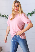 Load image into Gallery viewer, Baby Pink Puff Sleeve Two Tone Sweater Top