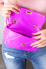 Load image into Gallery viewer, Vivid Lilac Rectangular Quilted Chain Strap Clasp Bag