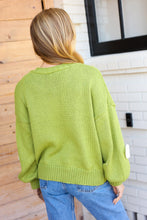 Load image into Gallery viewer, Fell In Love Lime Daisy Crochet Balloon Sleeve Chunky Cardigan