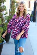 Load image into Gallery viewer, Purple Floral Print V Neck Woven Top