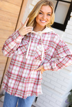 Load image into Gallery viewer, Make Your Day Pink Plaid Frayed Hoodie Jacket