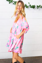 Load image into Gallery viewer, Pink Floral &amp; Animal Print Bell Sleeve Dress