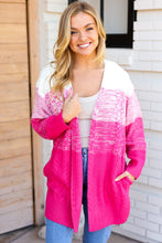 Load image into Gallery viewer, Always Fun Fuchsia Ombre Cable Knit Cardigan