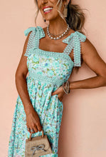Load image into Gallery viewer, Green Floral Lace Straps Dress