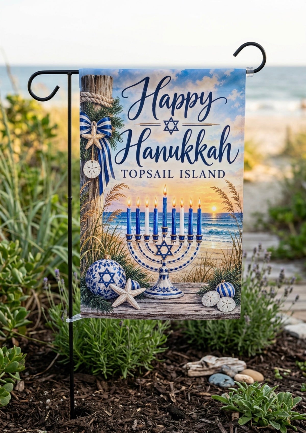 Happy Hanukkah Garden Flag