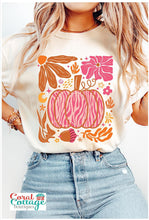 Load image into Gallery viewer, Fall Floral Pumpkin Short Sleeve T-Shirt