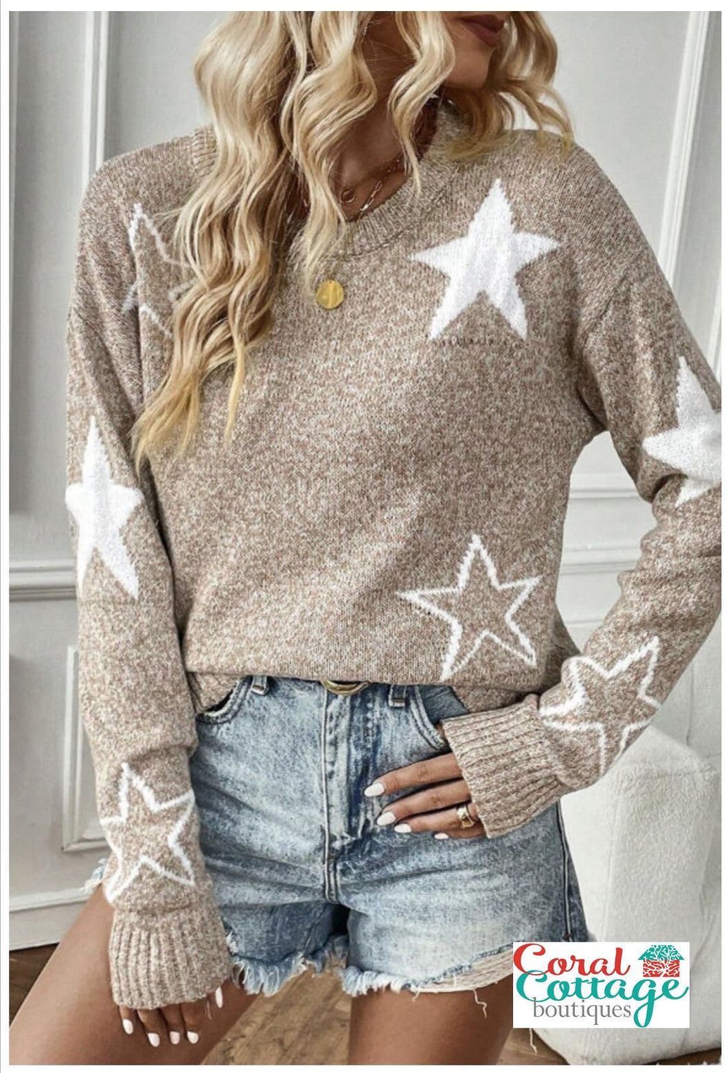 Khaki Star Sweater