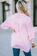 Load image into Gallery viewer, Pink Smocked Sleeve Stripe Button Down