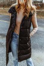 Load image into Gallery viewer, Black Hooded Long Quilted Vest Coat