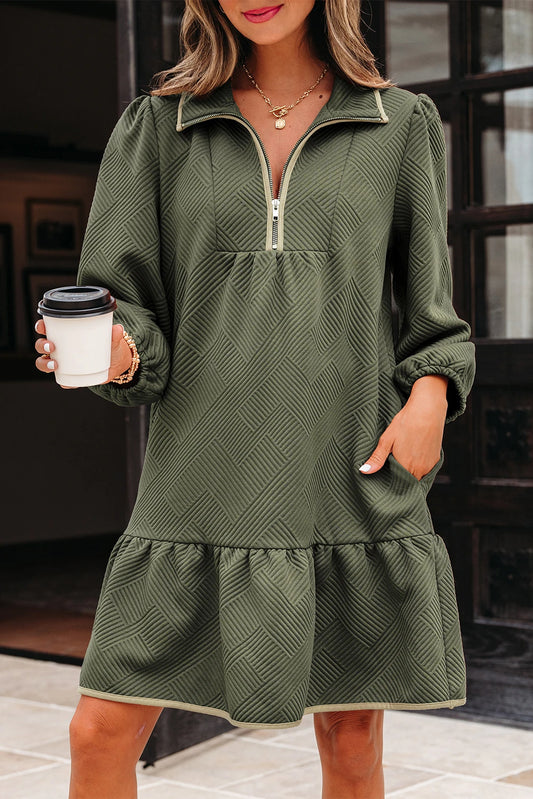 Green Quarter Zip Dress