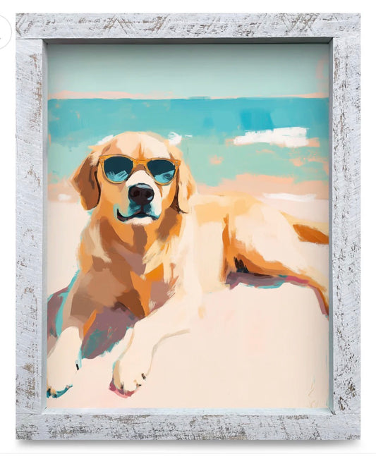 Pet Art - Yellow Lab Beach Day
