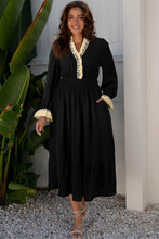 Load image into Gallery viewer, Black Leopard Trim Dress