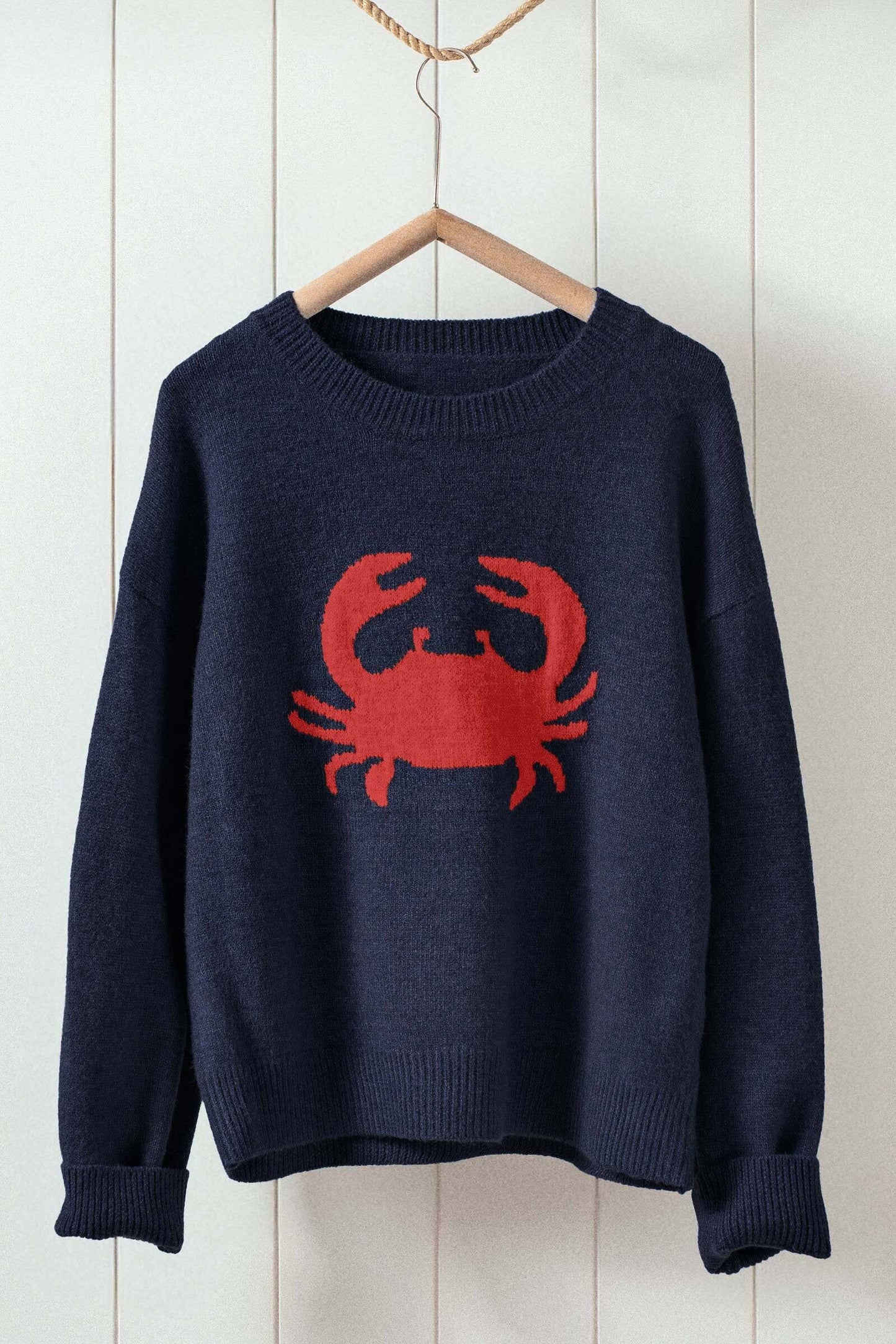 Navy Crab Crewneck Sweater