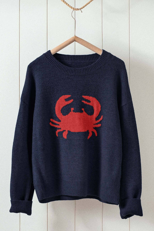 Navy Crab Crewneck Sweater