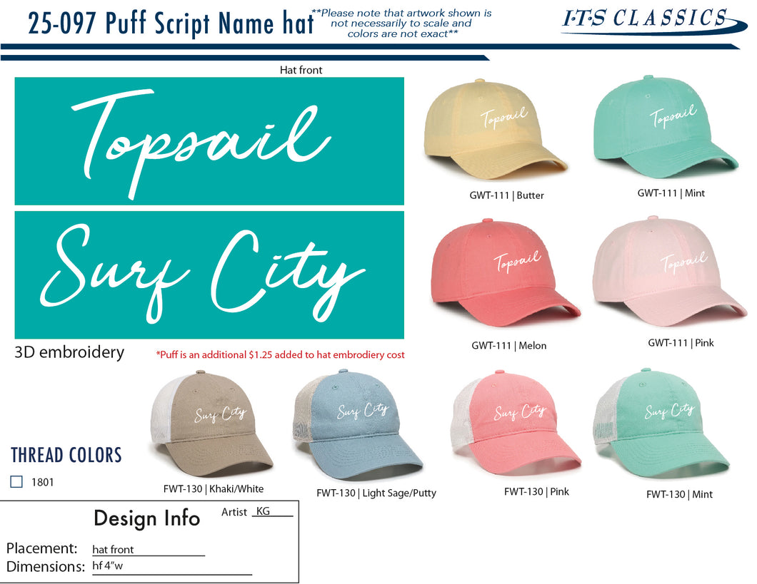 Puff Script Cap