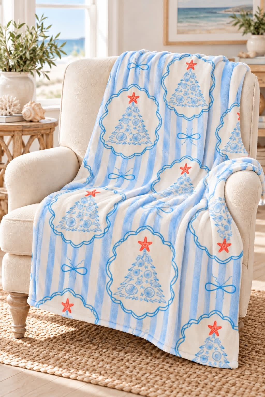 Coastal Christmas Tree Blanket