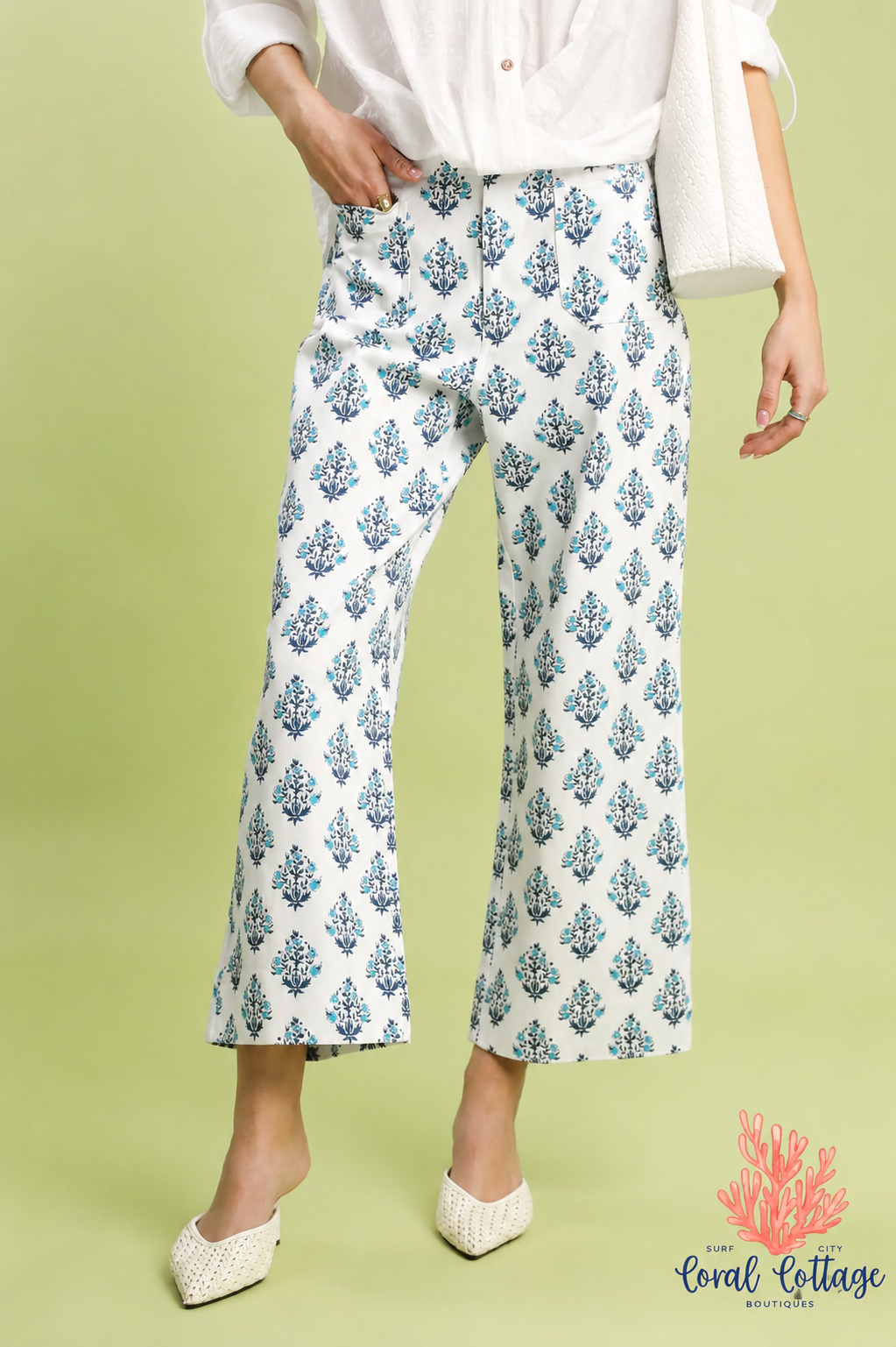 Print Wide Leg Crop Pants