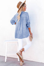 Load image into Gallery viewer, Sky Blue Crinkle Textured Loose Henley Top