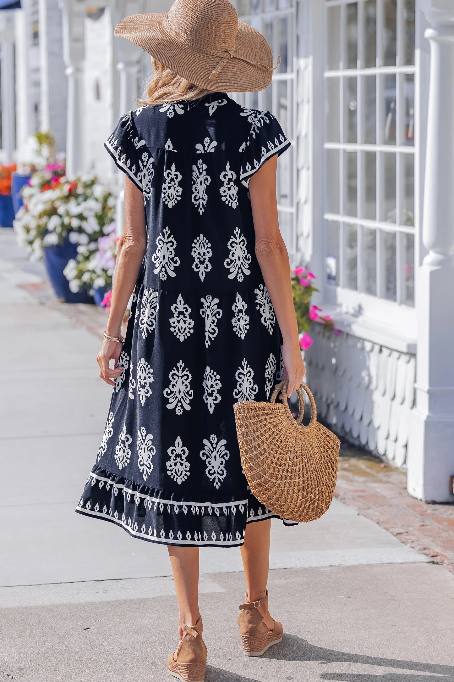 Chic Printed Midi Dress